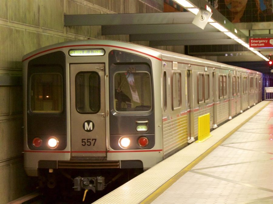 Here's a photo of the Los Angeles Metro Subway train moving by that was taken in 2015. 