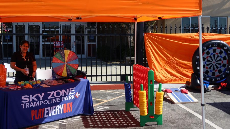 The Sky Zone booth inside the DHS parking lot, it had a spin the wheel for visitors and it didnt matter where it landed, you could pick one free thing to take with you, March 18 