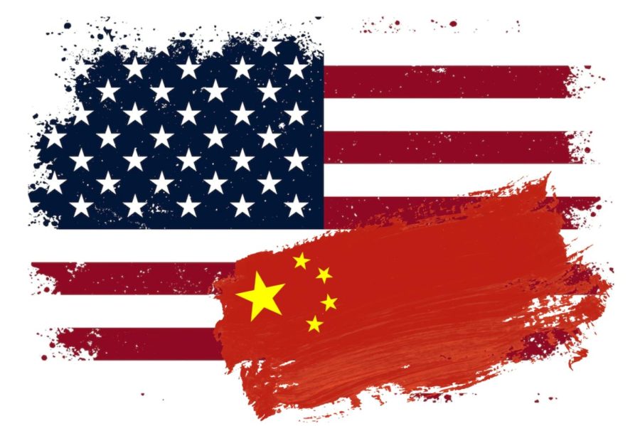 The+deteriorated+American+flag+is+painted+red+with+a+Chinese+flag%2C+illustrated.+