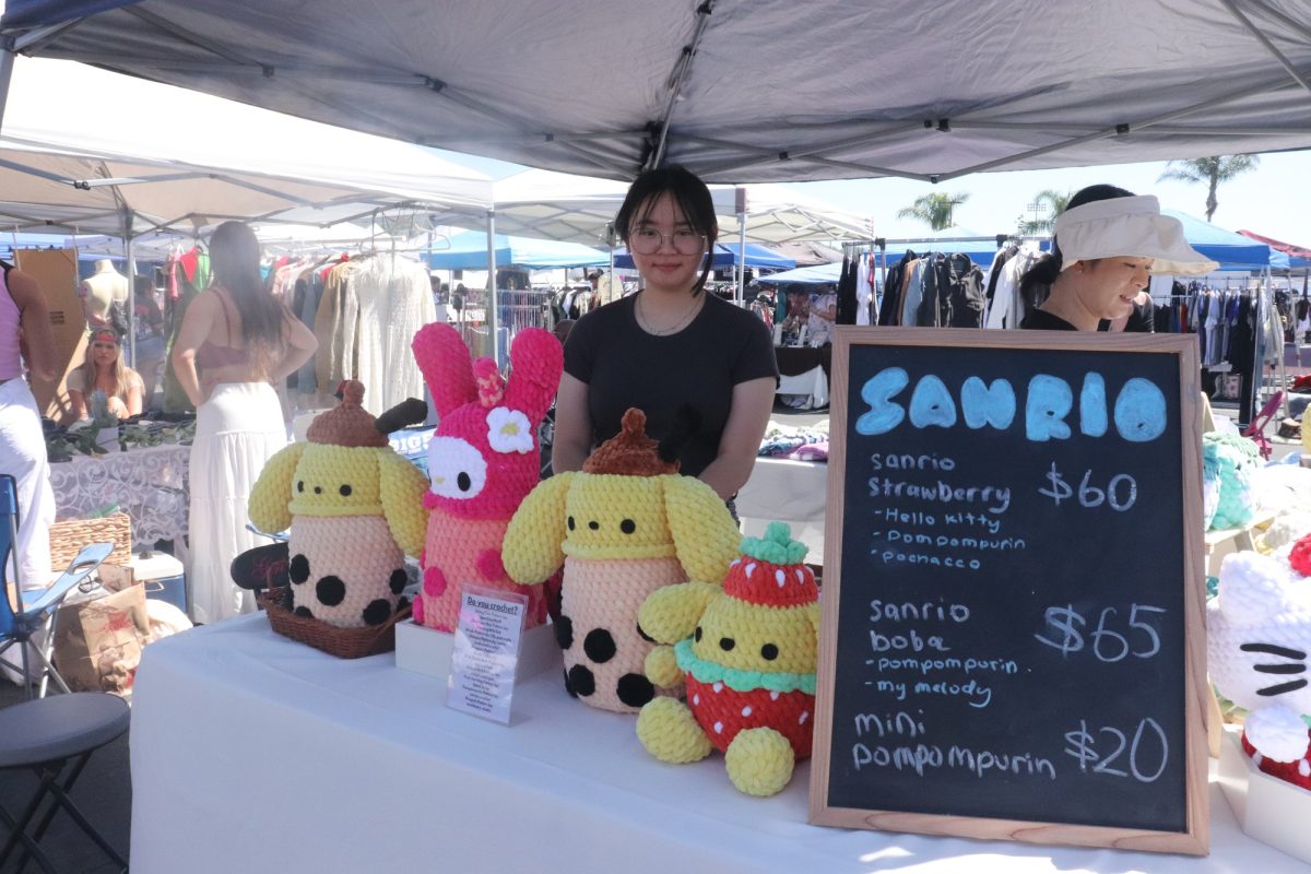 Sadonna+Liu+stands+proudly+by+her+crocheted+items.