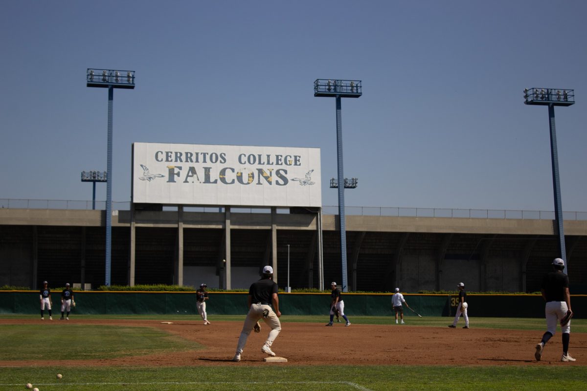 Cerritos baseball players getting their practice in before the fall season starts.