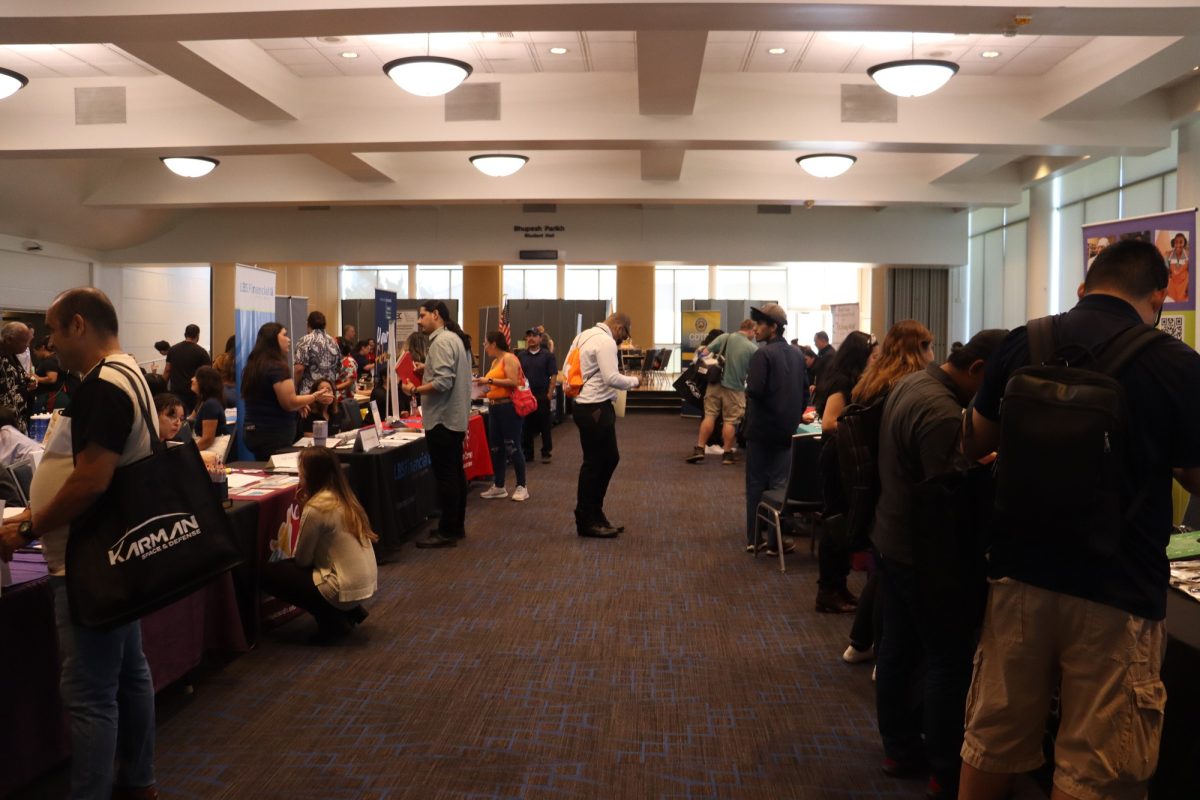 Students and community members seeing what the job fair has to offer. 