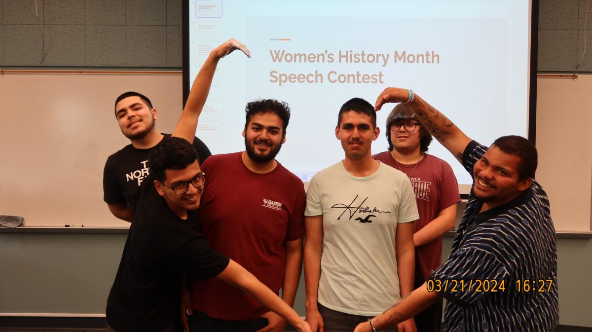 All the attendees of the WHM contest, forming a heart, March 21 in the Social Science Building.