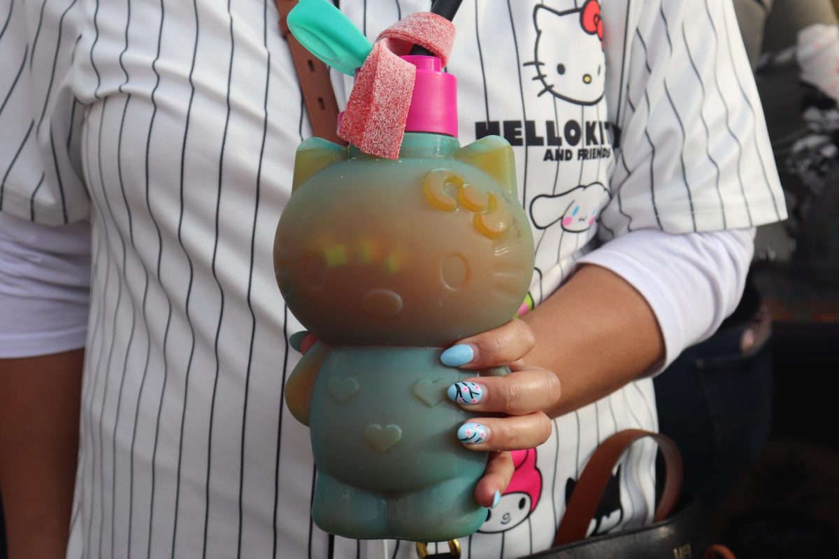 Guests enjoy lemonade served in Hello Kitty shaped drinkware. 