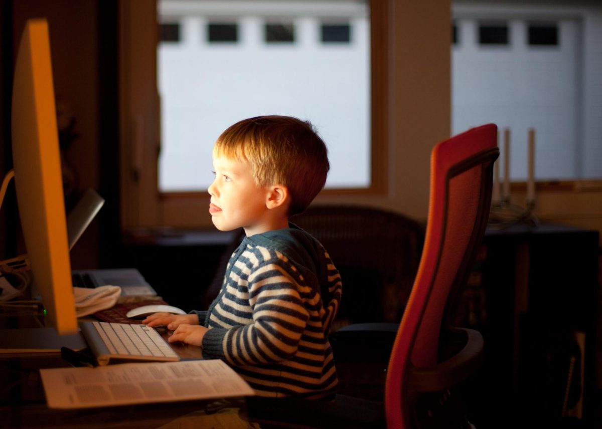 The image shows a child in front of a computer, with no parental supervision.

By: Lars Plougmann
Copyright: Creative Commons CC-BY-SA
