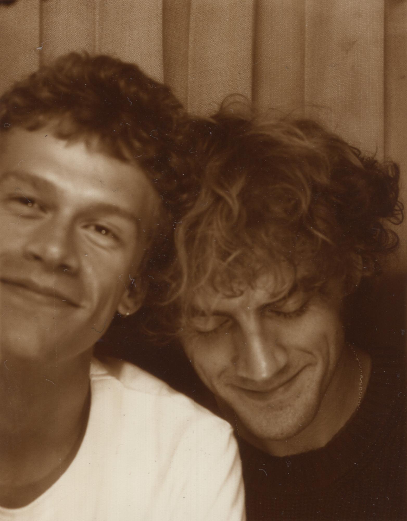 Photo-booth pic of Cameron and Devin Thistle